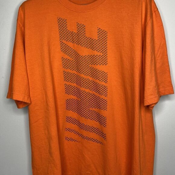 NIKE Mens Orange Spell-Out T-Shirt Tee EUC Regular-Fit Cotton Sz Large L - Picture 3 of 6